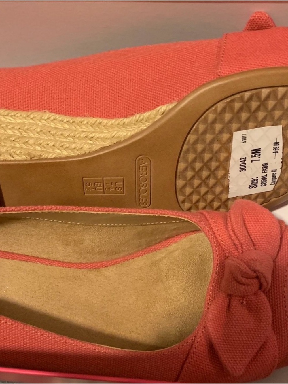 AEROSOLES Coral Canvas Espadrille Ballet Flat with Knot